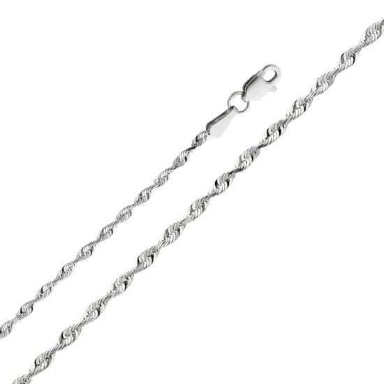 Solid 14k White Gold 1.5mm Diamond Cut Solid Rope Chain 16 18 20 22 24 Inches