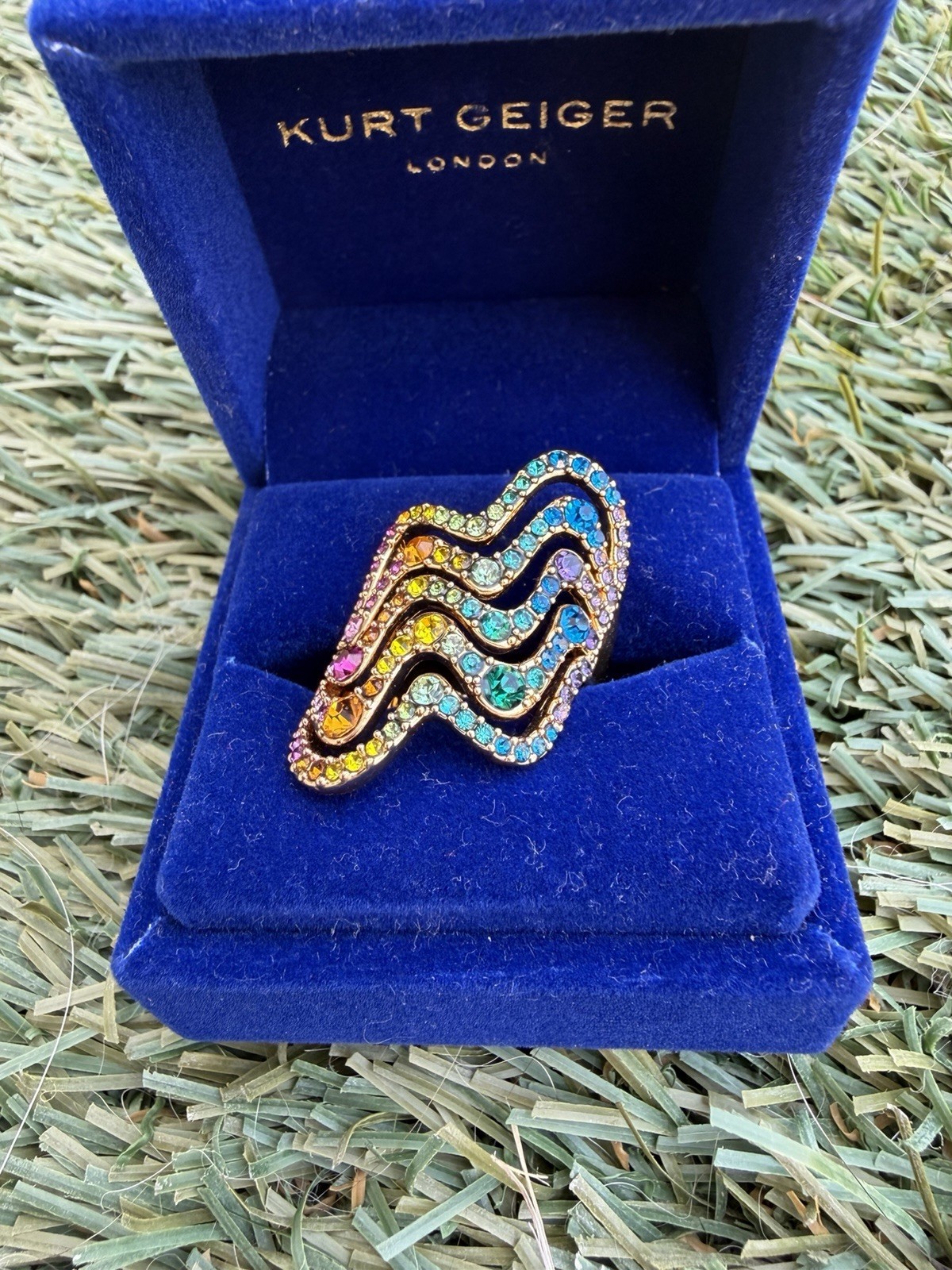 Kurt Geiger Rainbow Wave Cocktail Ring Size 7