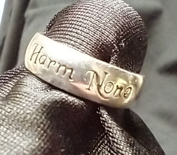Harm None Amulet Ring Unisex Band .925 Sterling Silver Peter Stone Design