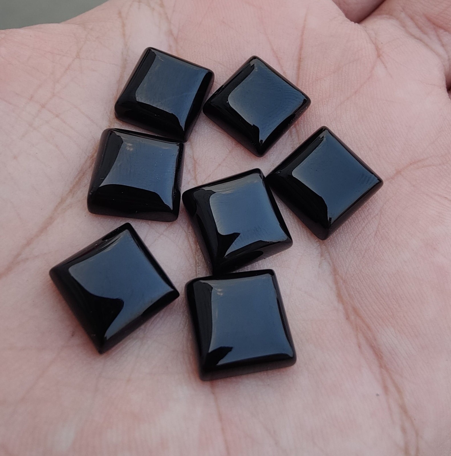 Natural Black Onyx Square Cabochon Loose Gemstone For Jewelry Crafting