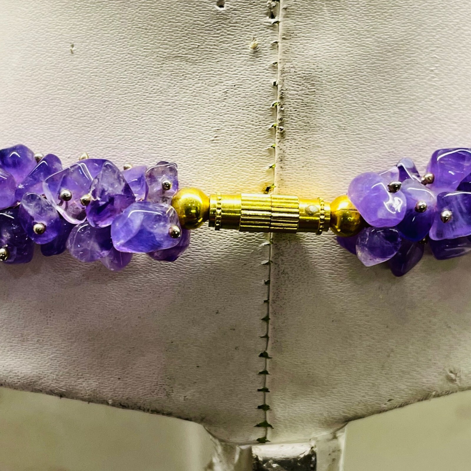 Natural Purple Amethyst Boutique Designer Handmade Beaded Necklace 18 Inches