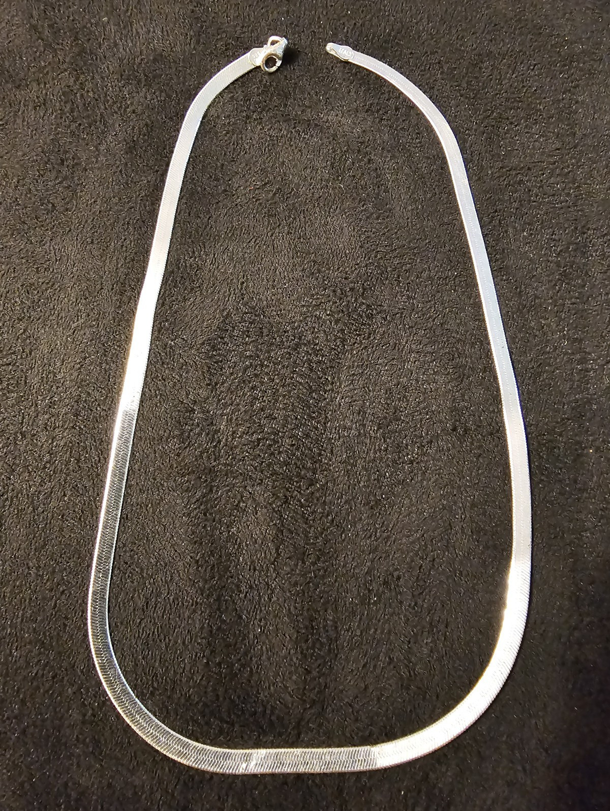 925 Sterling Silver Italy Flat Herringbone Chain Necklace, Lobster Clasp