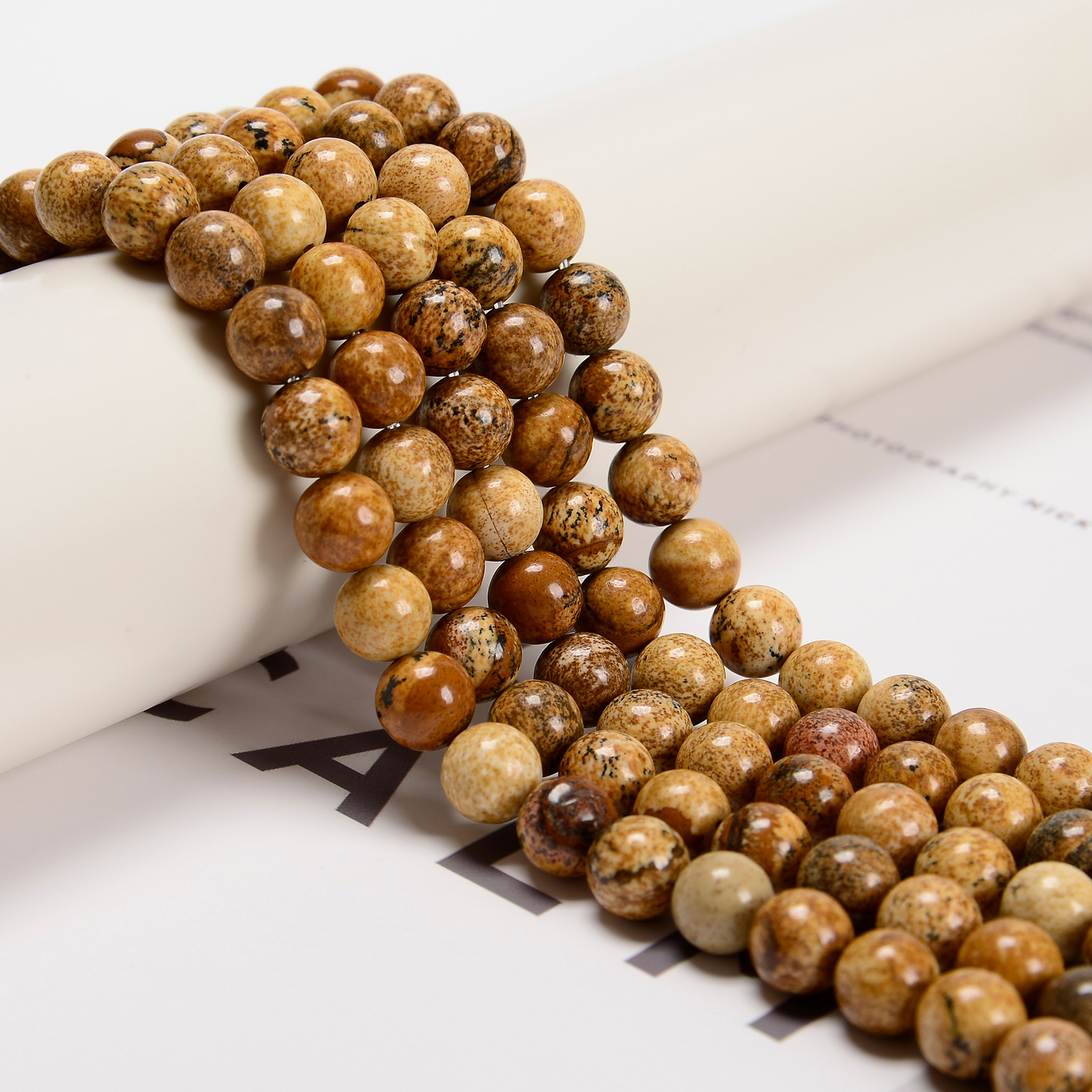Picture Jasper Smooth Round Beads 4mm 6mm 8mm 10mm 12mm 15.5″ Strand