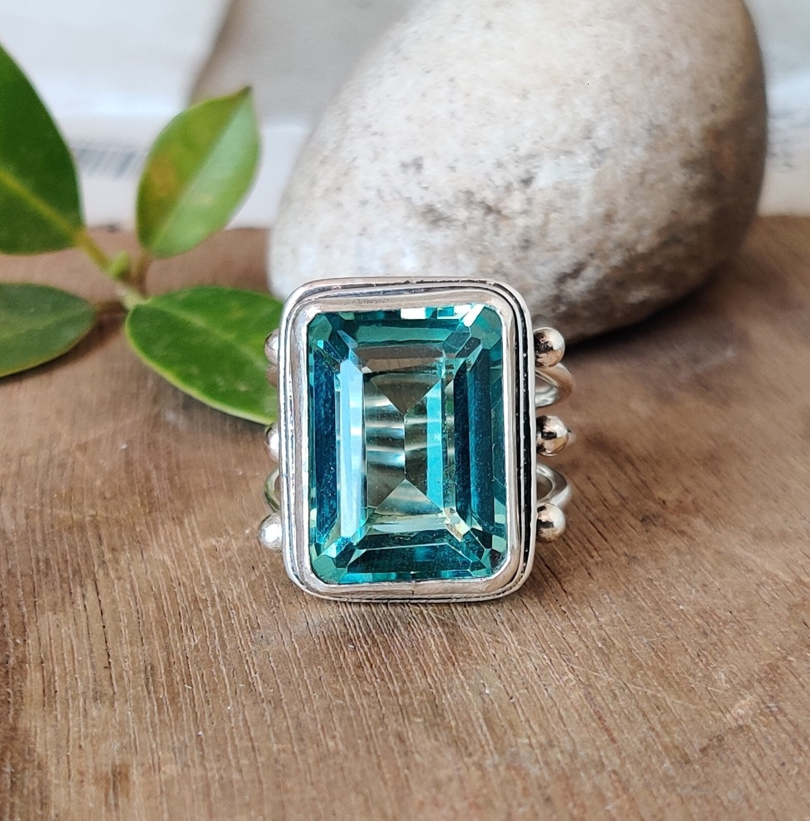 Aquamarine Ring Solid 925 Sterling Silver Some Size Available Gift for MO478