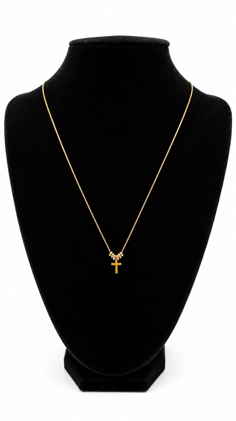 10K Solid Gold Tri Color Cross Necklace 17.5″/Collar Cruz Oro Sólido 10K 44.45cm