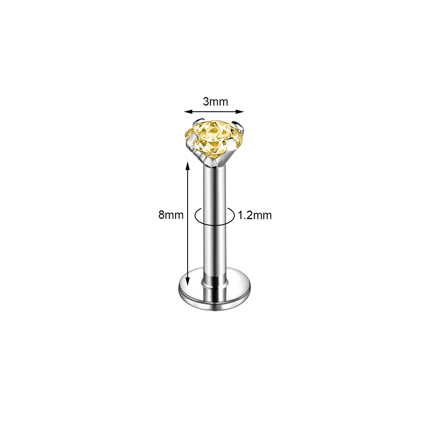 16G Lip Studs Stainless Steel CZ Labret Lip Piercing Tragus Helix Earring Studs