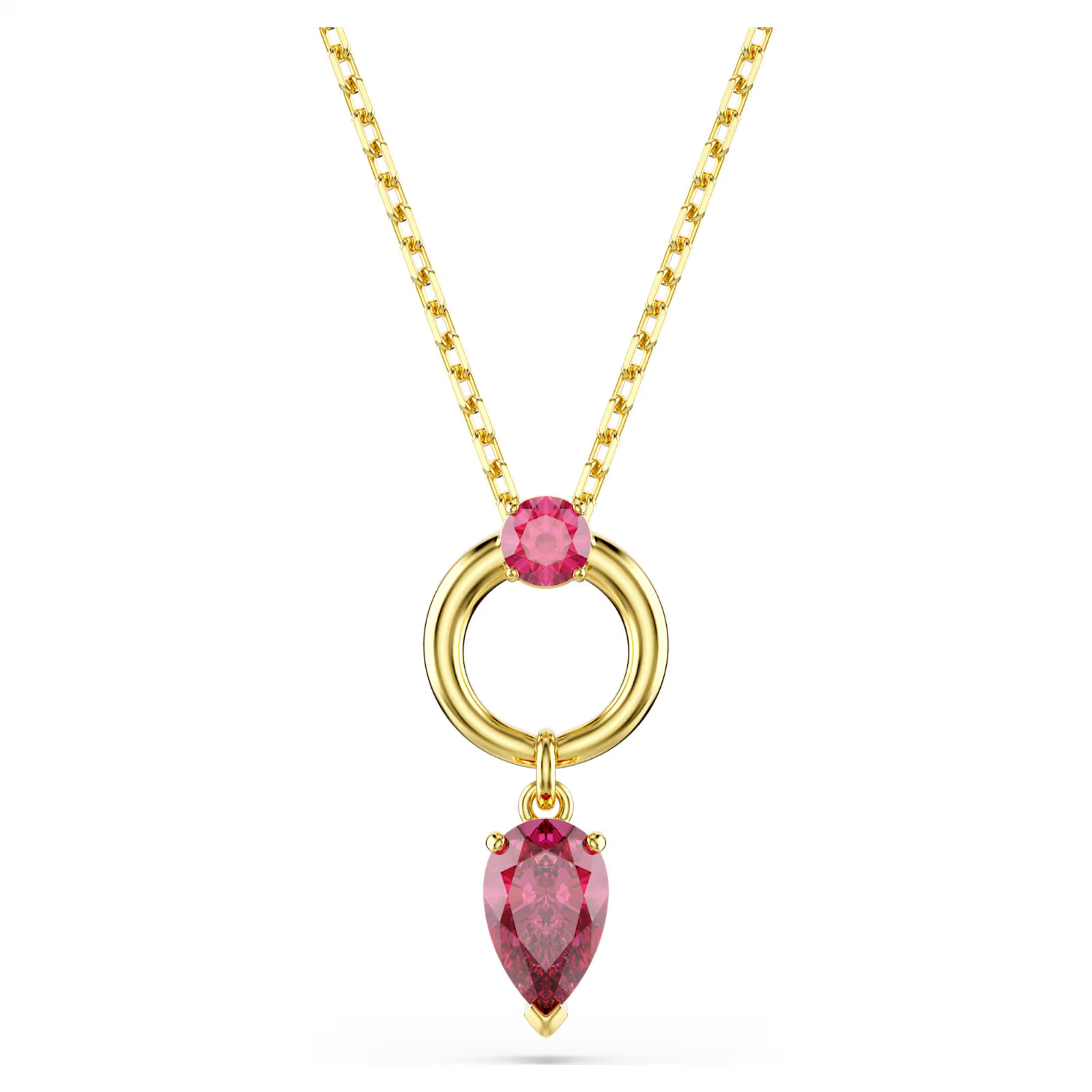 Red Gold Tone Plated Necklace Mixed Cuts Mesmera Pendant New