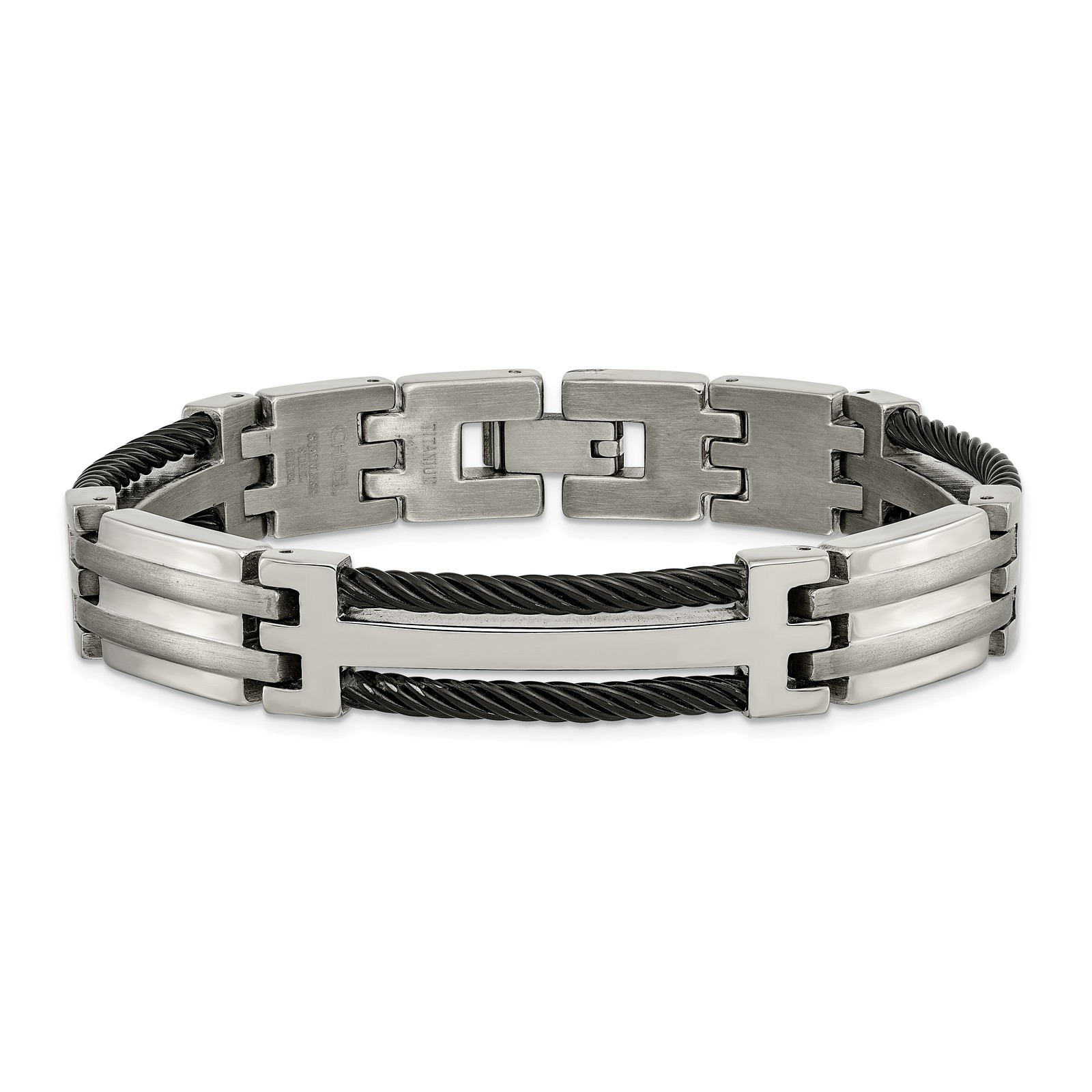 Chisel Titanium Brushed and Polished Black IP-plated 8.5 inch Bracelet TBB133