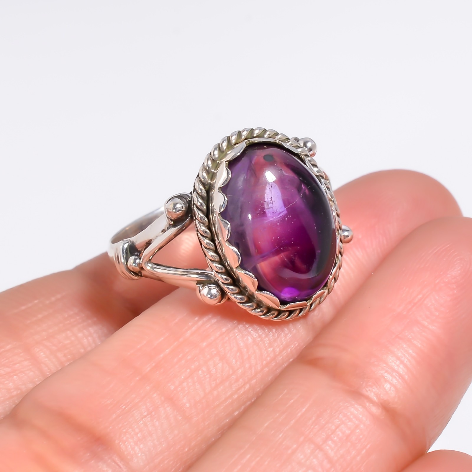Amethyst Gemstone 925 Silver Handmade Statement Ring Jewelry