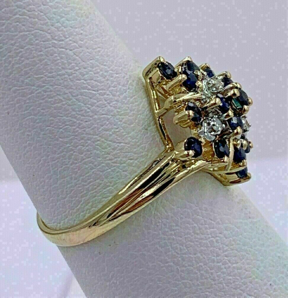 1.50Ct Lab-Created Sapphire Diamond Cluster Engagement Ring 14K Yellow Gold Fn