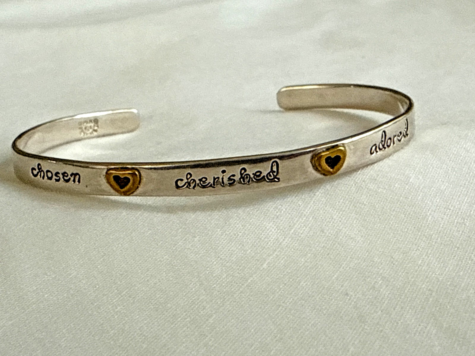 Far-Fetched Chosen Cherished Adored cuff bracelet sterling silver 925 #A7D05