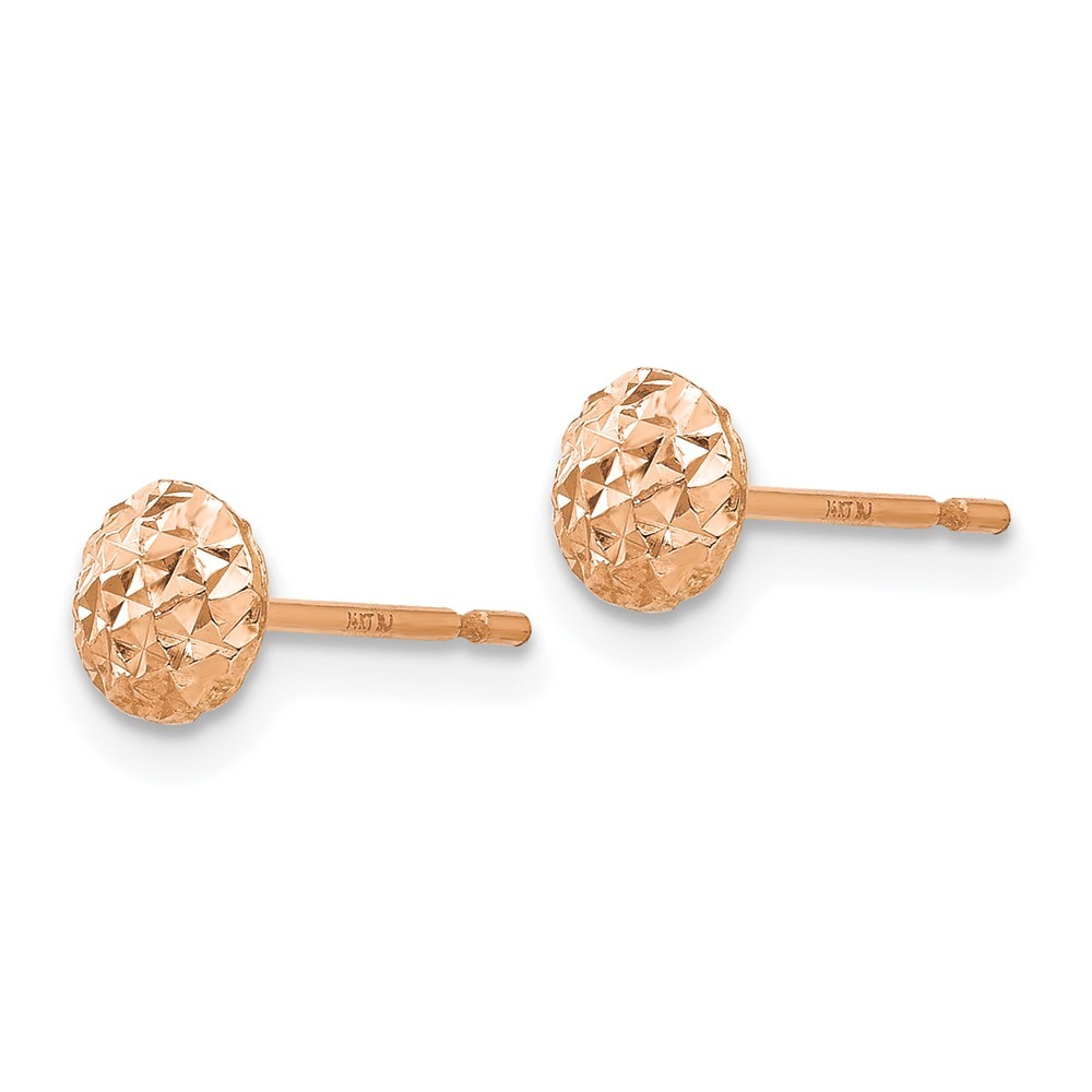 14K Rose Gold 5 mm Puff Circle Stud Earrings 0.55g L-5mm, W-5mm for Mom