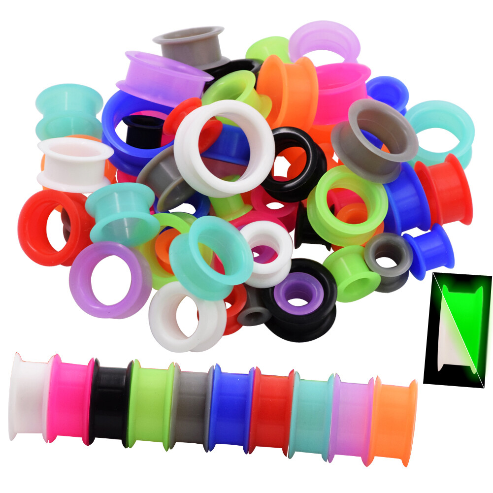 Silicone Tunnels Ear Gauges 2G-1″ Double Flared Expander Body Piercing Jewelry