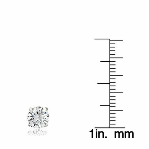 Sterling Silver Round Shaped Stud Earrings Cubic Zirconia 4mm Silver Round CZ