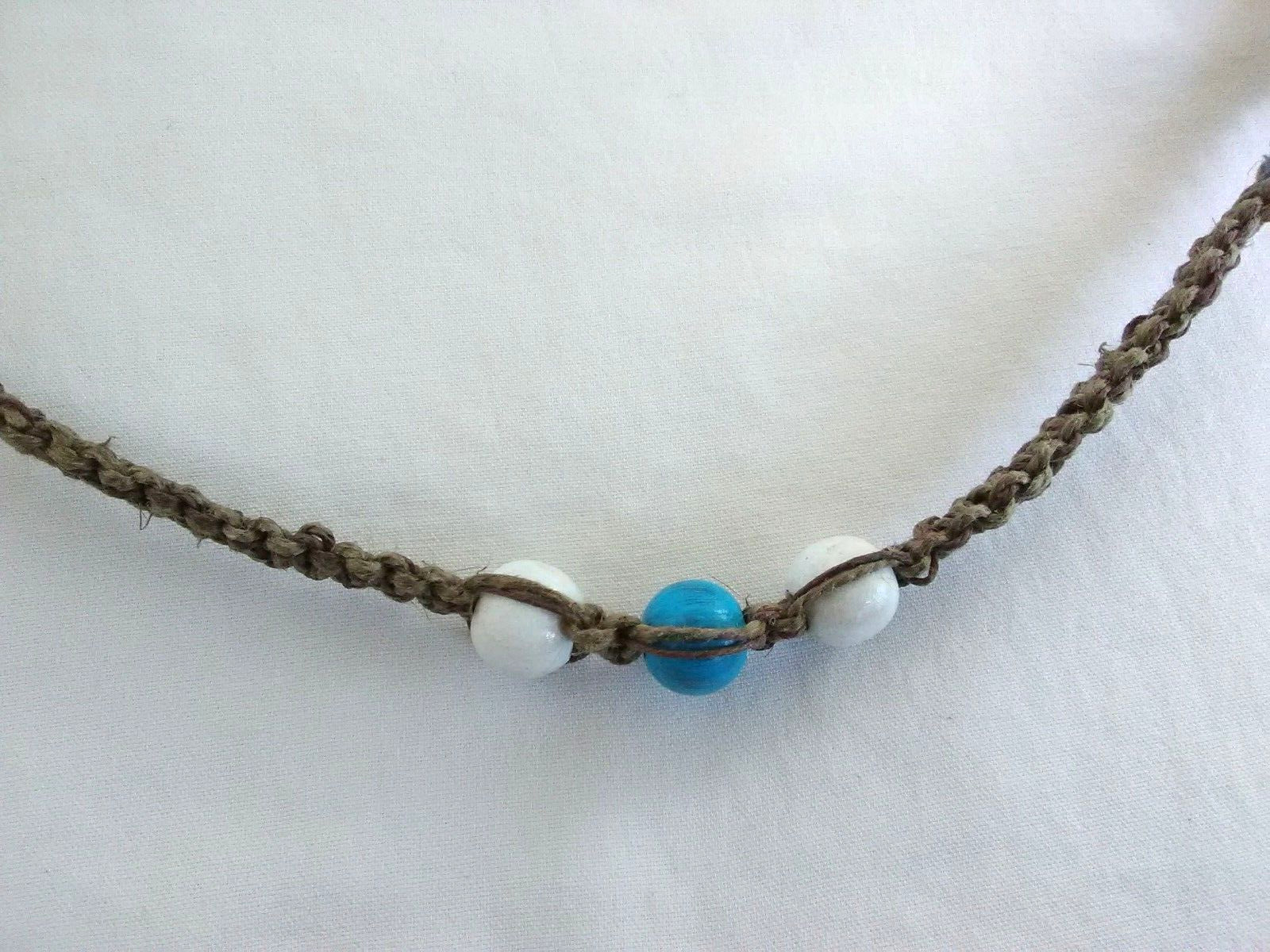 HEMP SURFER Hippie Beaded NECKLACE 24″ Unisex Macrame US Gift Seller New