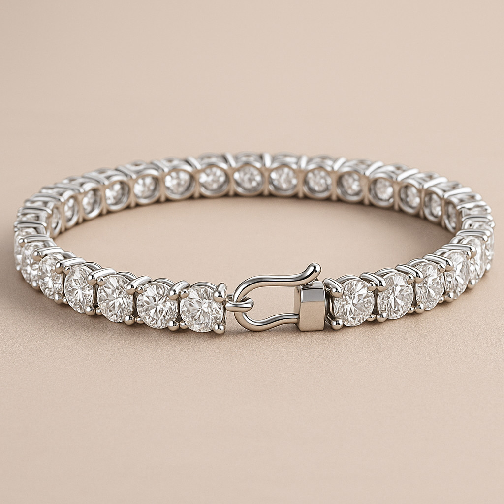 Elegant Certified 7 Ct Natural Diamond Tennis Bracelet in Solid 14K Gold (HPHT)