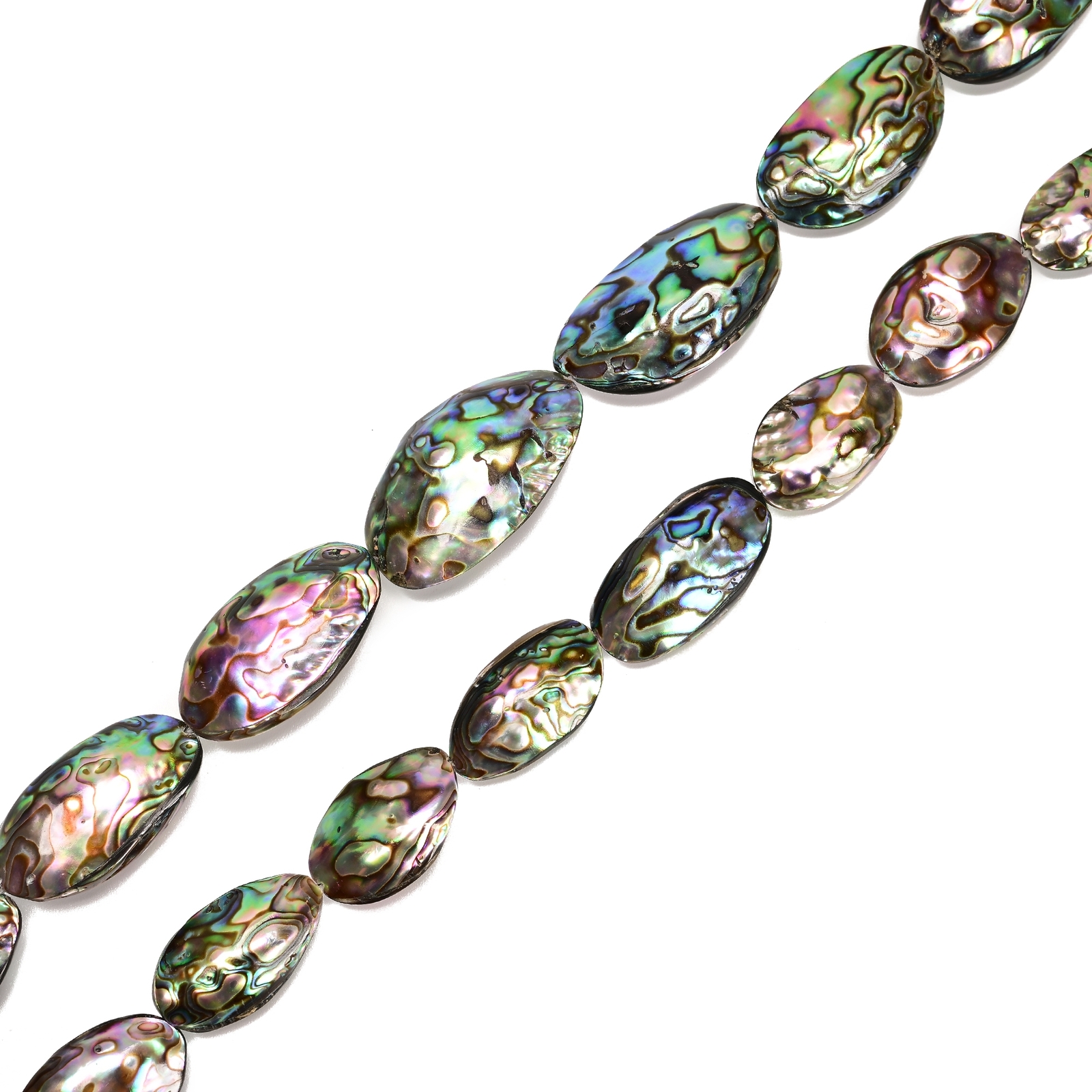 Natural Abalone Puffy Oval Nugget Beads 13-15×25-28mm 18-20×28-30mm 15.5”Strand