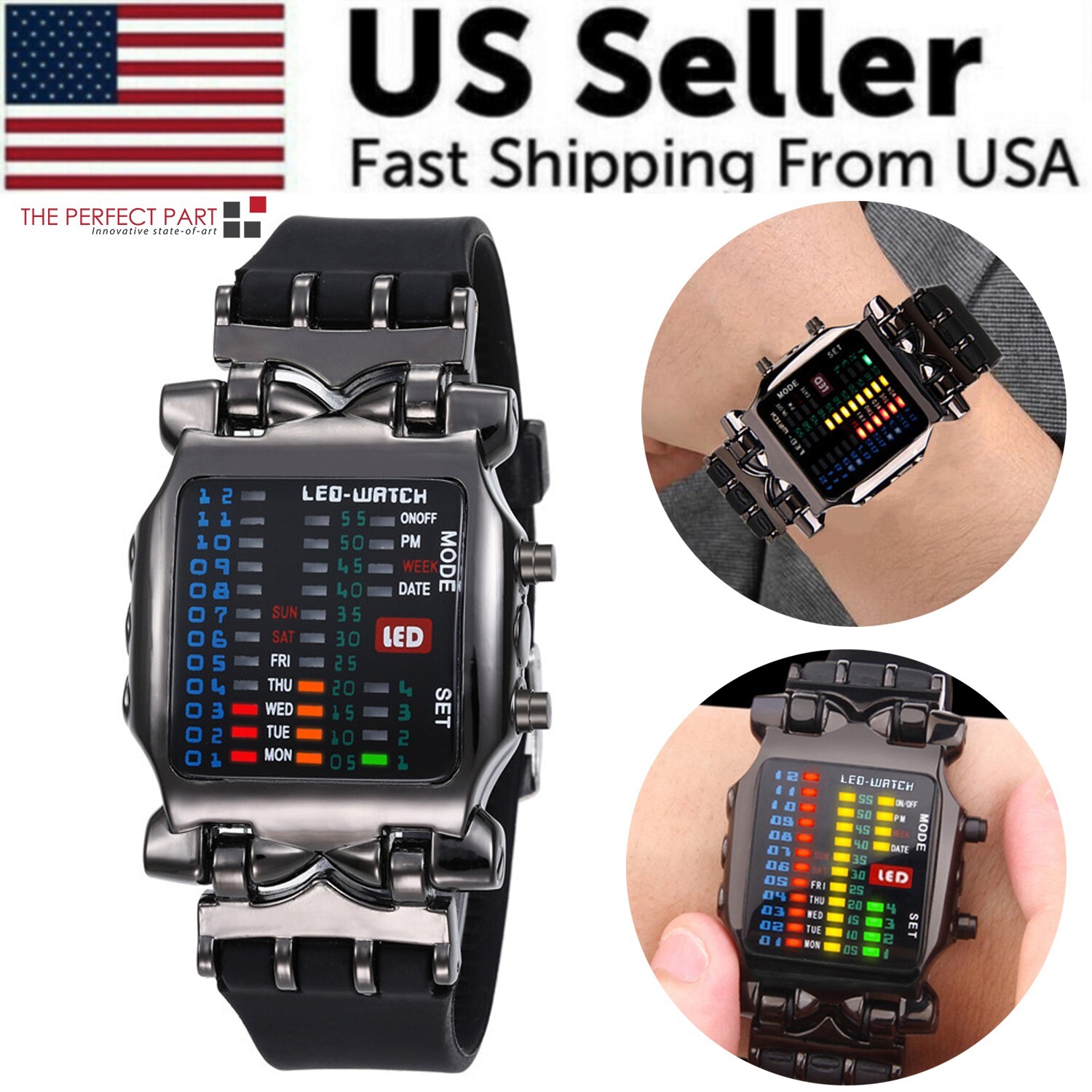 Luxury Men’s Watch LED Sports Date Digital Bracelet Waterproof Quartz Wristwatch