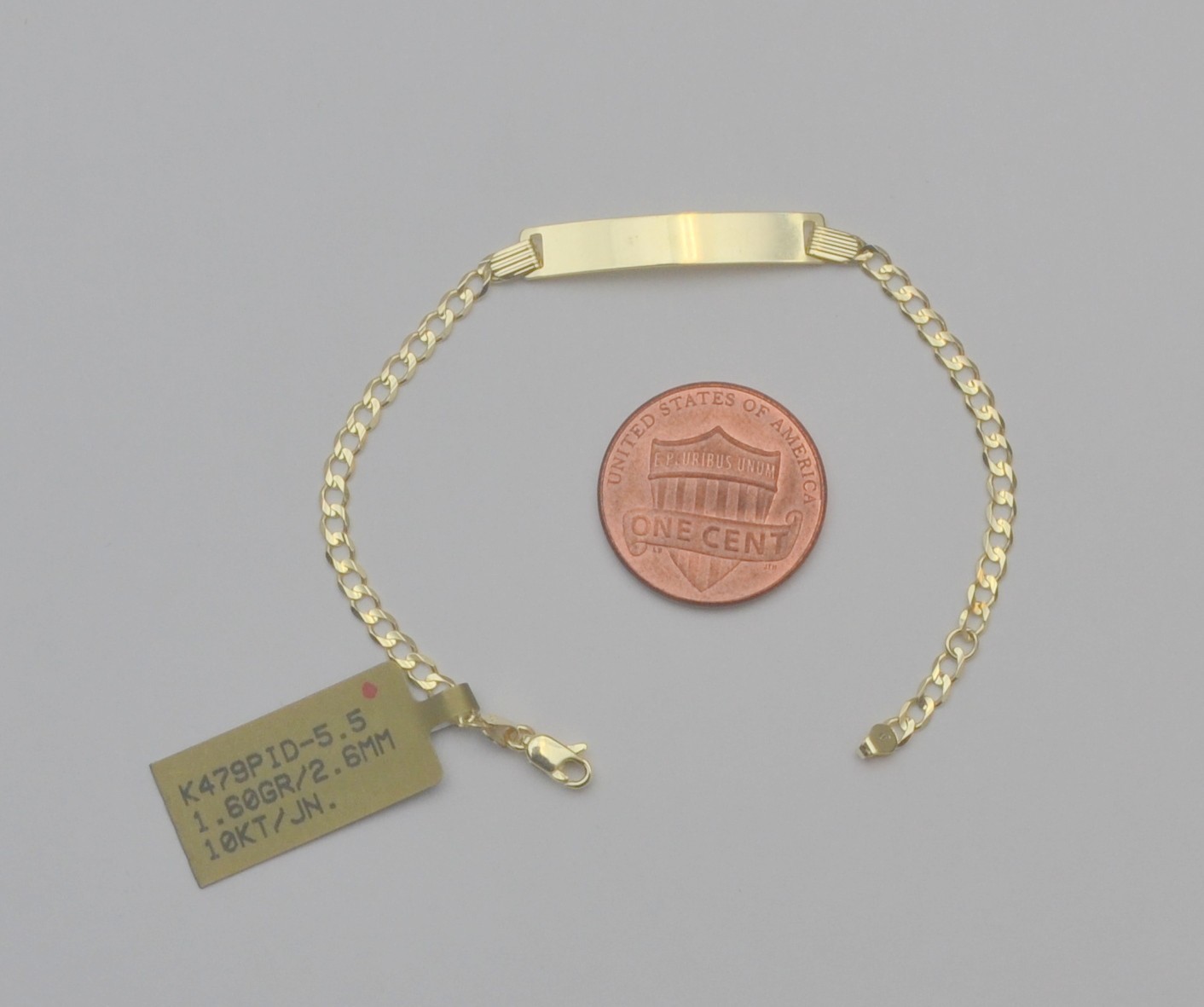 10K Solid Yellow Gold Cuban Curb Link Chain Baby ID Bracelet 5.5 In 1.9 Gr Q2