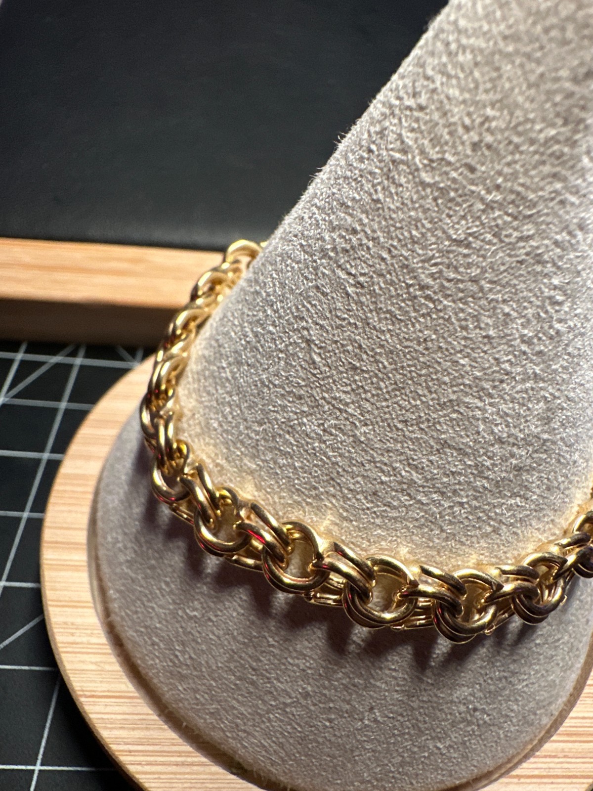 Solid 10K Yellow Gold Double Link Chain Bracelet – 417 Italy – 7.7 grams – 7″