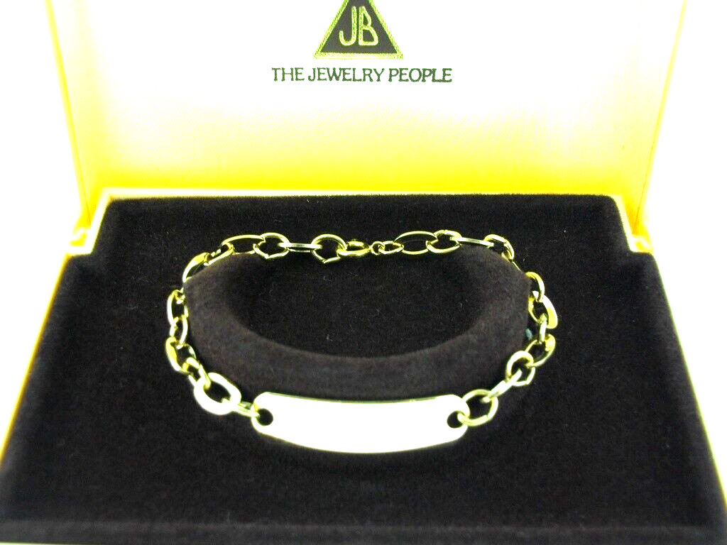 Bracelet JB Gold Filled ID Identification Rectanglular Plaque Links 6.5 inches