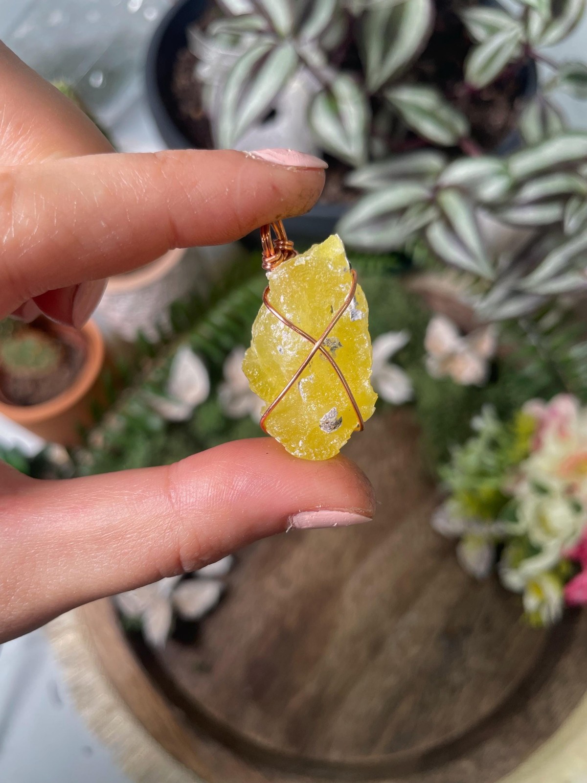 Rough Brucite Pendant, Copper Wire Wrapped Brucite Nacklace #2
