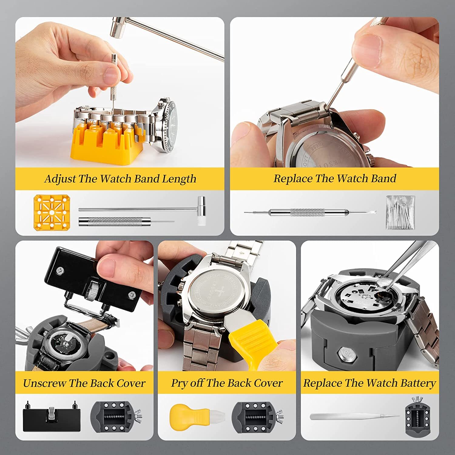 2023 Watch Repair Kit Watchmaker Back Case Remover Opener Link Pin Spring Bar