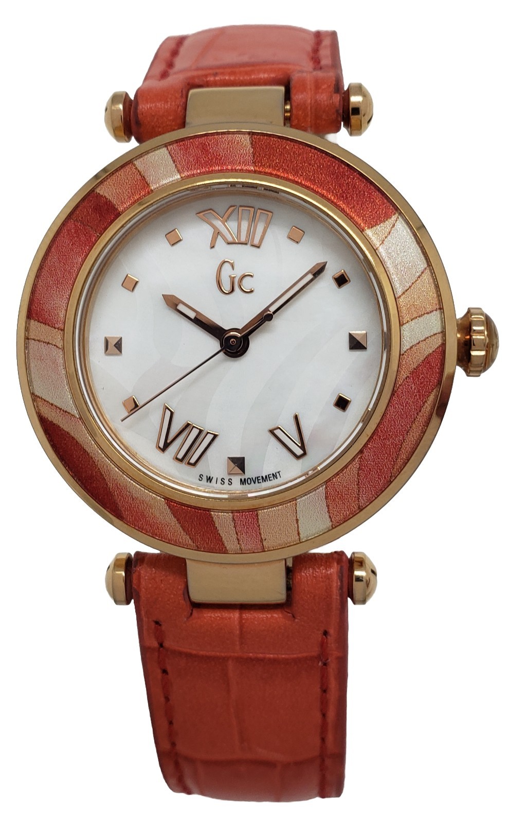 Guess Collection Orange Genuine Leather Band LadyChic 32mm Ladies Watch Y12006L1
