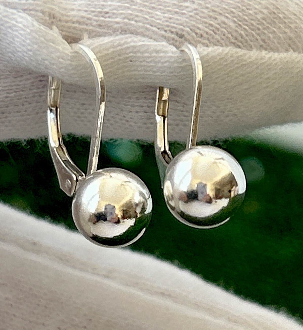 925 Sterling Silver 925 Lever Back Earrings 7.6mm Ball Dangling Earrings