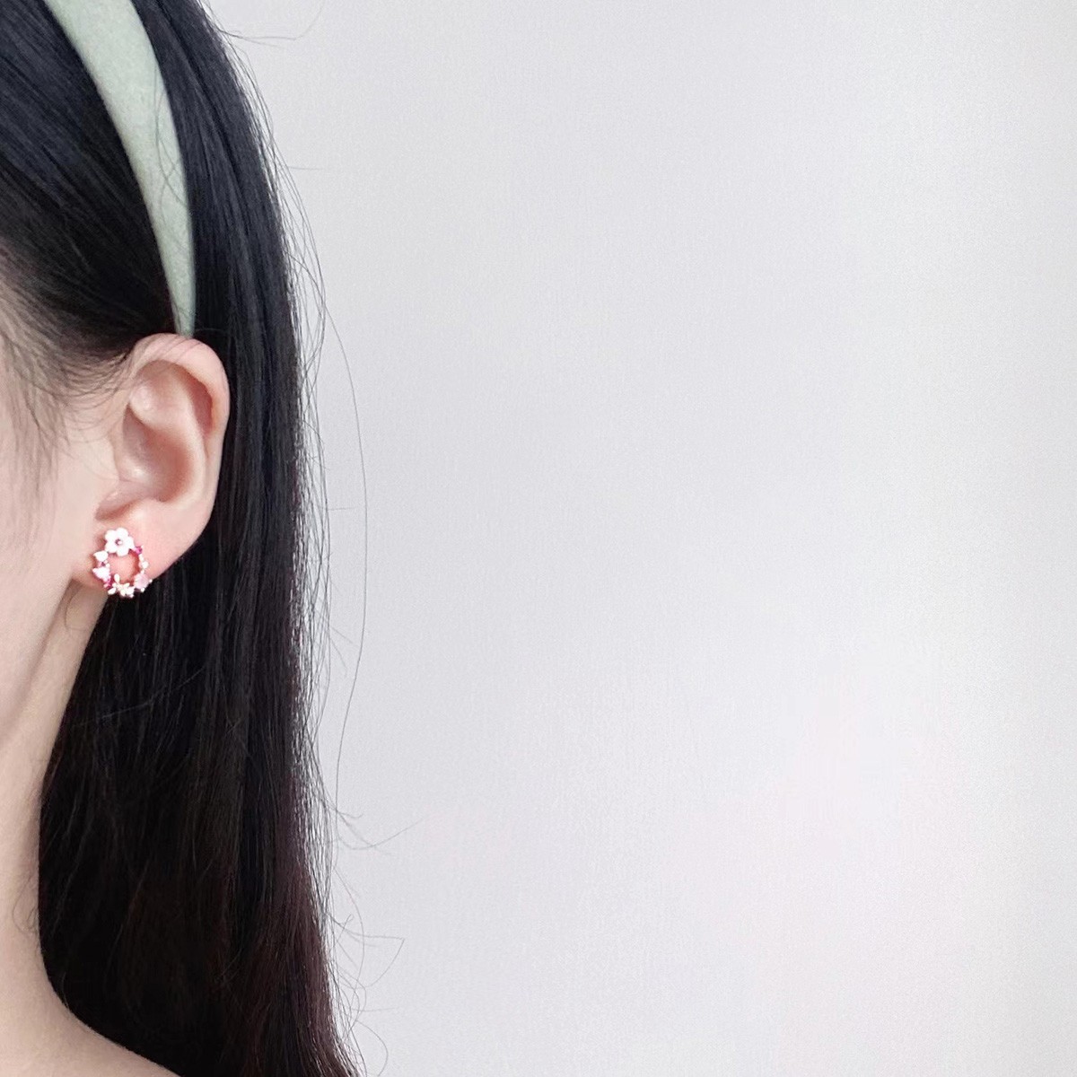 Natural Pearl Crystal Flower Post Earrings Rose Gold Butterfly Stud Earrings