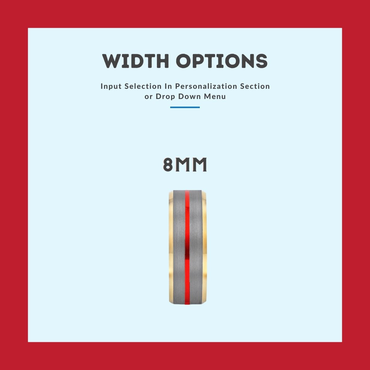 LUMBER | Tungsten Black Red Wood Inlay Ring 8mm