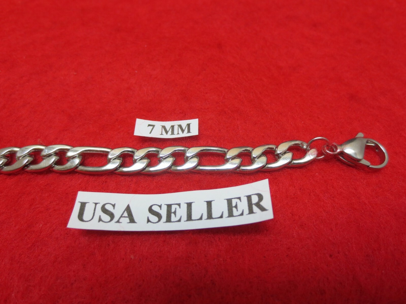 16″-40″ 7mm Stainless Steel Silver Figaro Rope Chain Necklace
