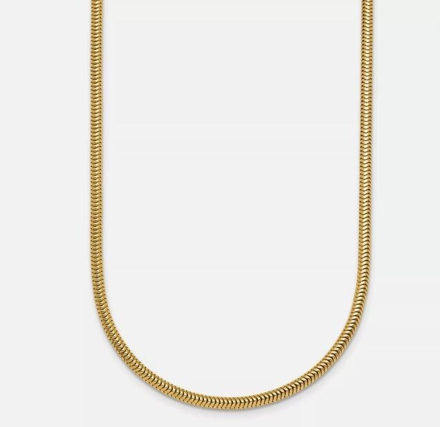 14k Yellow Gold 18″ Oval Snake Pendant Chain Necklace 5.3 gram 2.6 MM