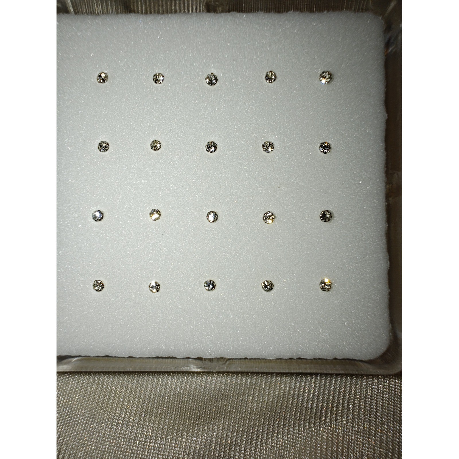 Nose Ring Set 20 Piece Clear Crystal Studs Silver Minimalist Piercing Jewelry
