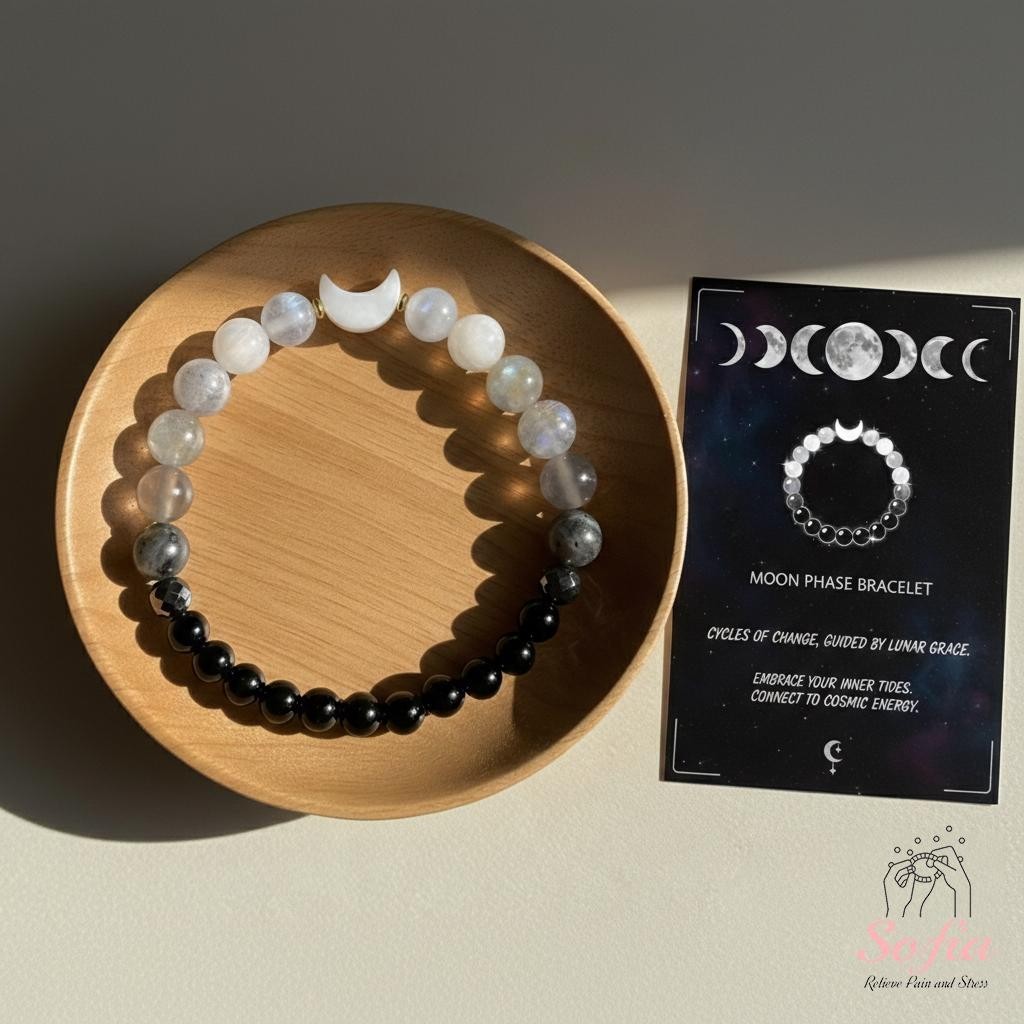 Moon Phase Crystal Bracelet Healing Gemstone Jewelry Gift Free US Shipping