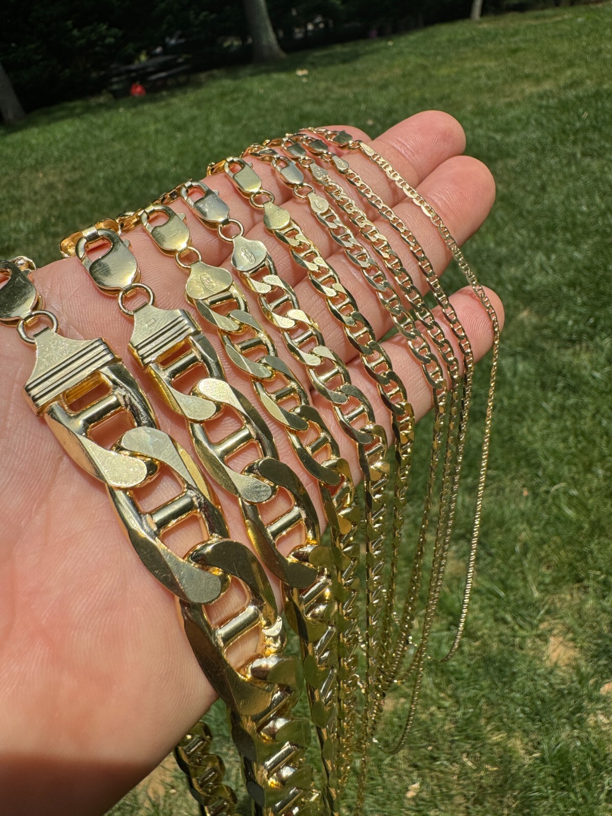 14k Gold Plated Solid 925 Sterling Silver Mariner Chain Necklace Bracelet ITALY