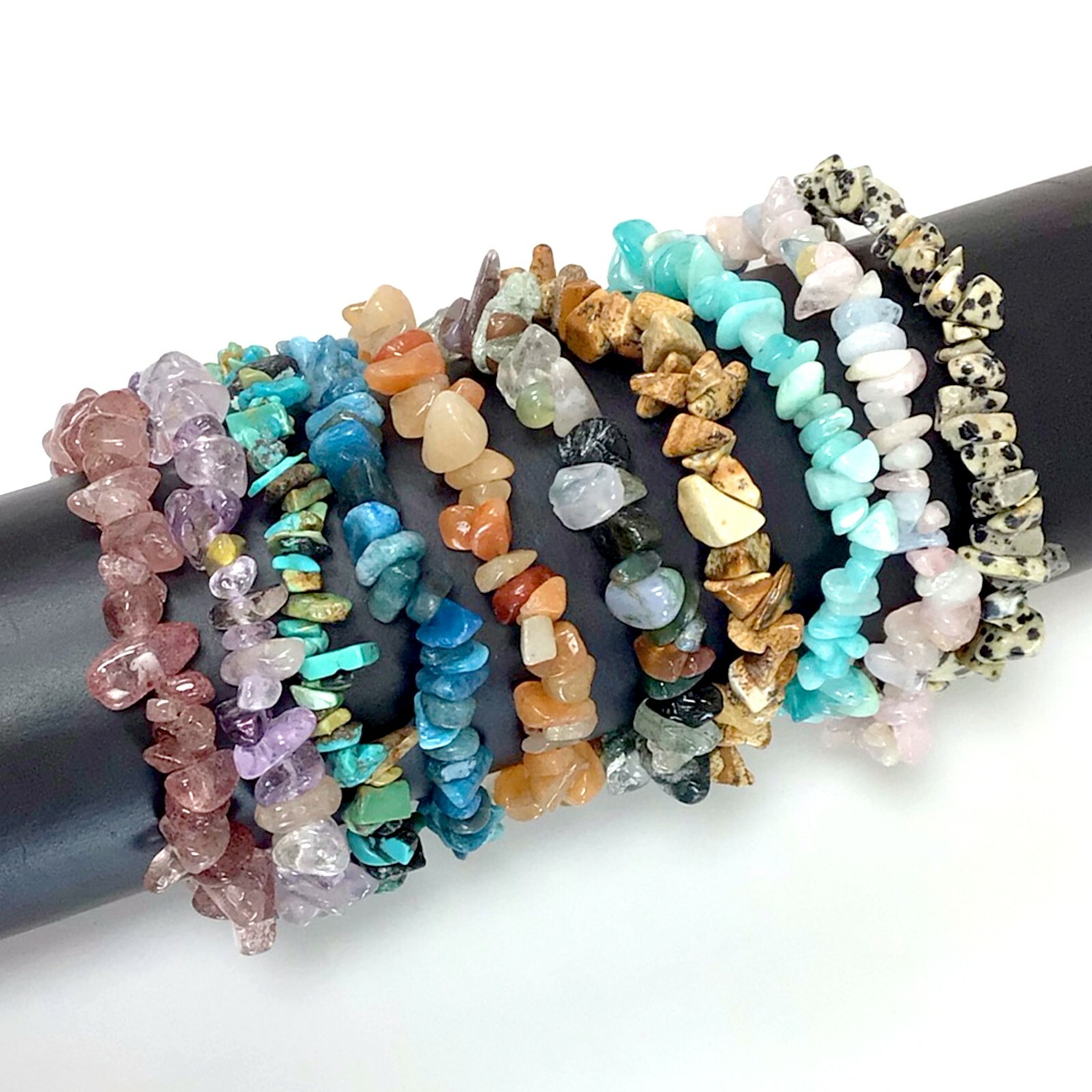 Gemstone Chips Bracelet 7.5″ Elastic Stretch Beaded gift Handmade Beautiful