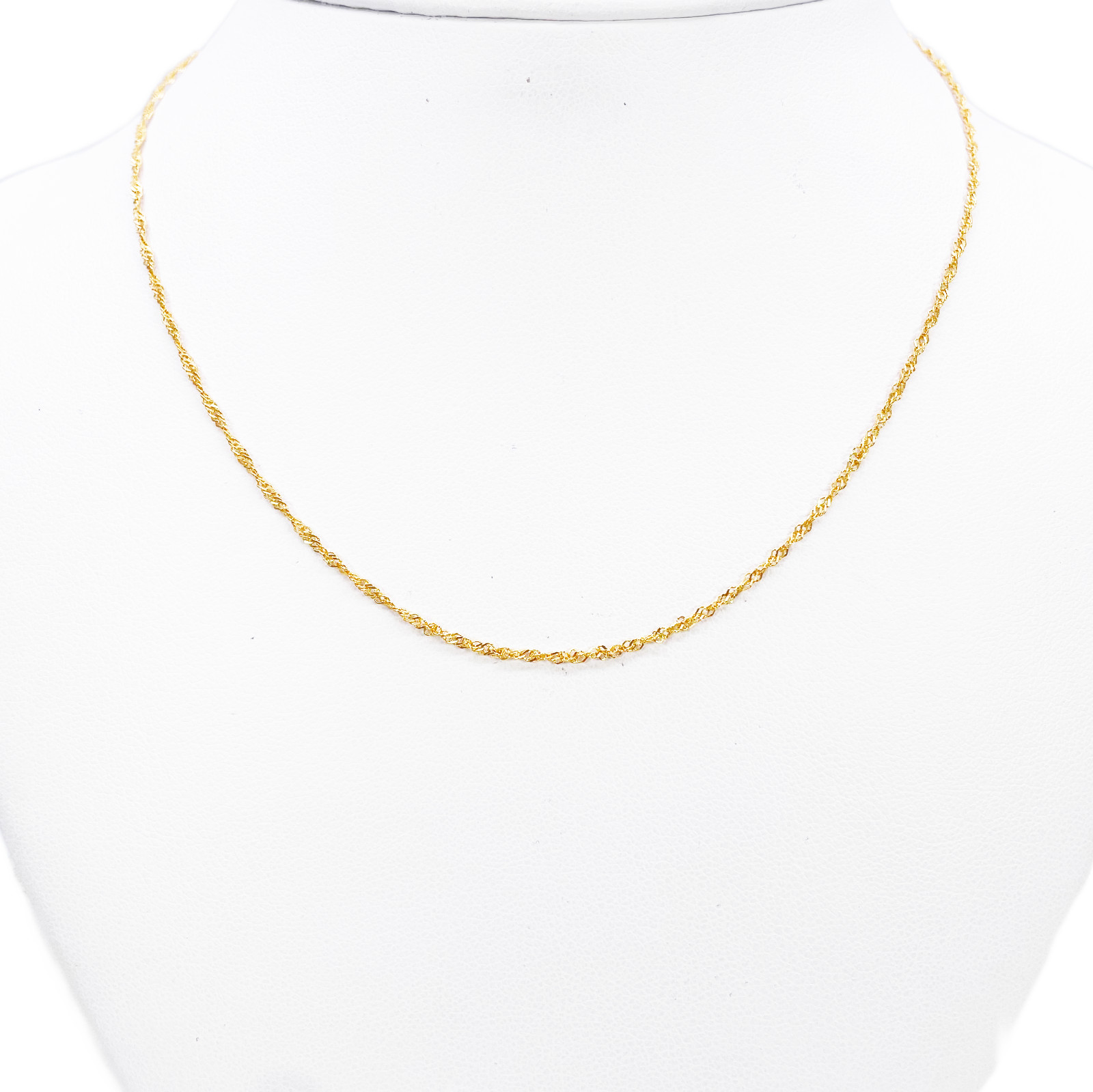 22ct Gold Twisted Chain Lightweight Fancy Ripple Necklace 16 Inches 1mm Width