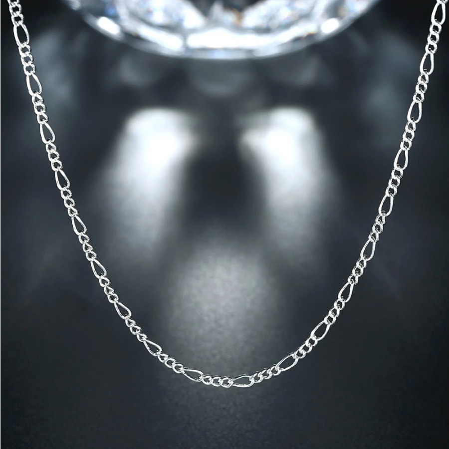 Italian 2mm Figaro Style Chain Necklace Sterling Silver