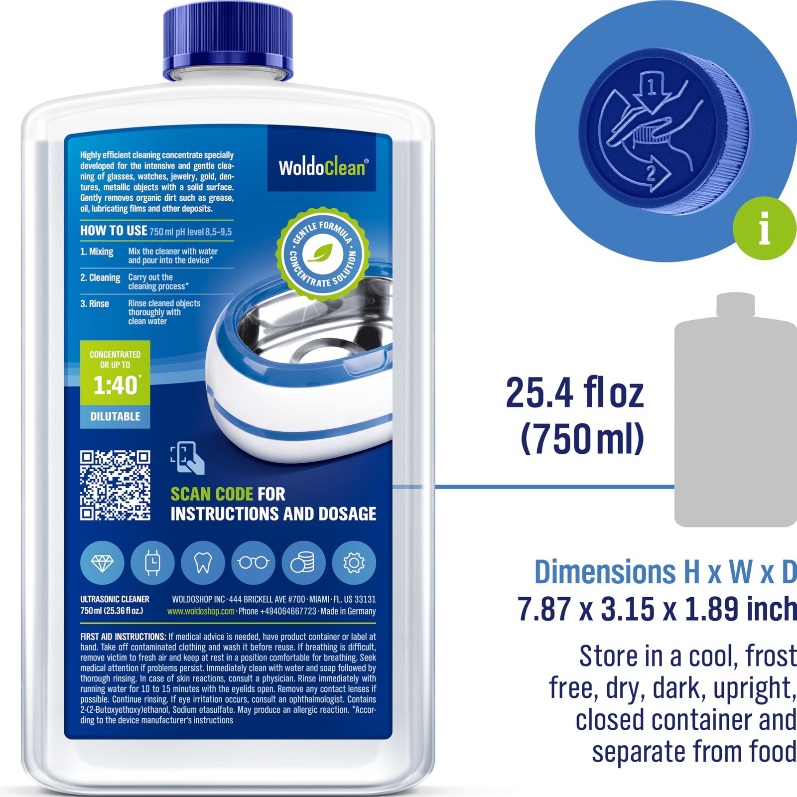 WoldoClean Ultrasonic Cleaner Solution Concentrate 25.4 Fl Oz Makes 8 Gallon…