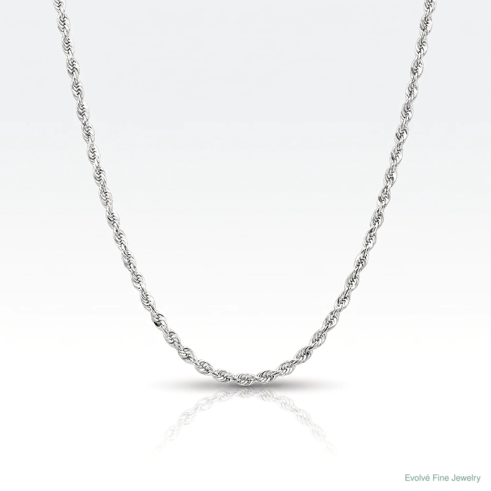 14K White Gold 2.0mm Diamond-Cut Quadruple Rope Chain Necklace 16″-30″