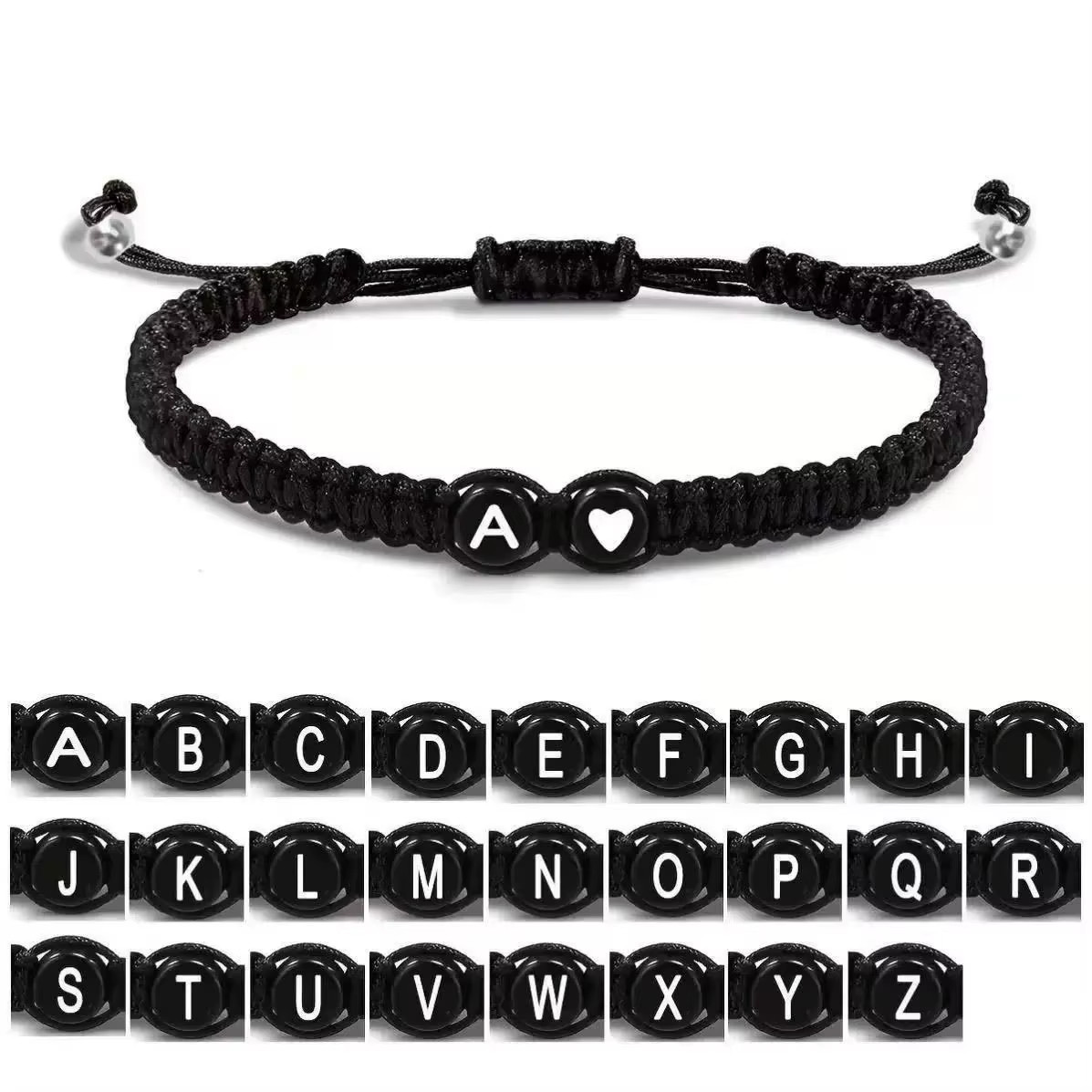 Handmade Adjustable A-Z Initial Heart Bracelet Personalized Jewelry Gift