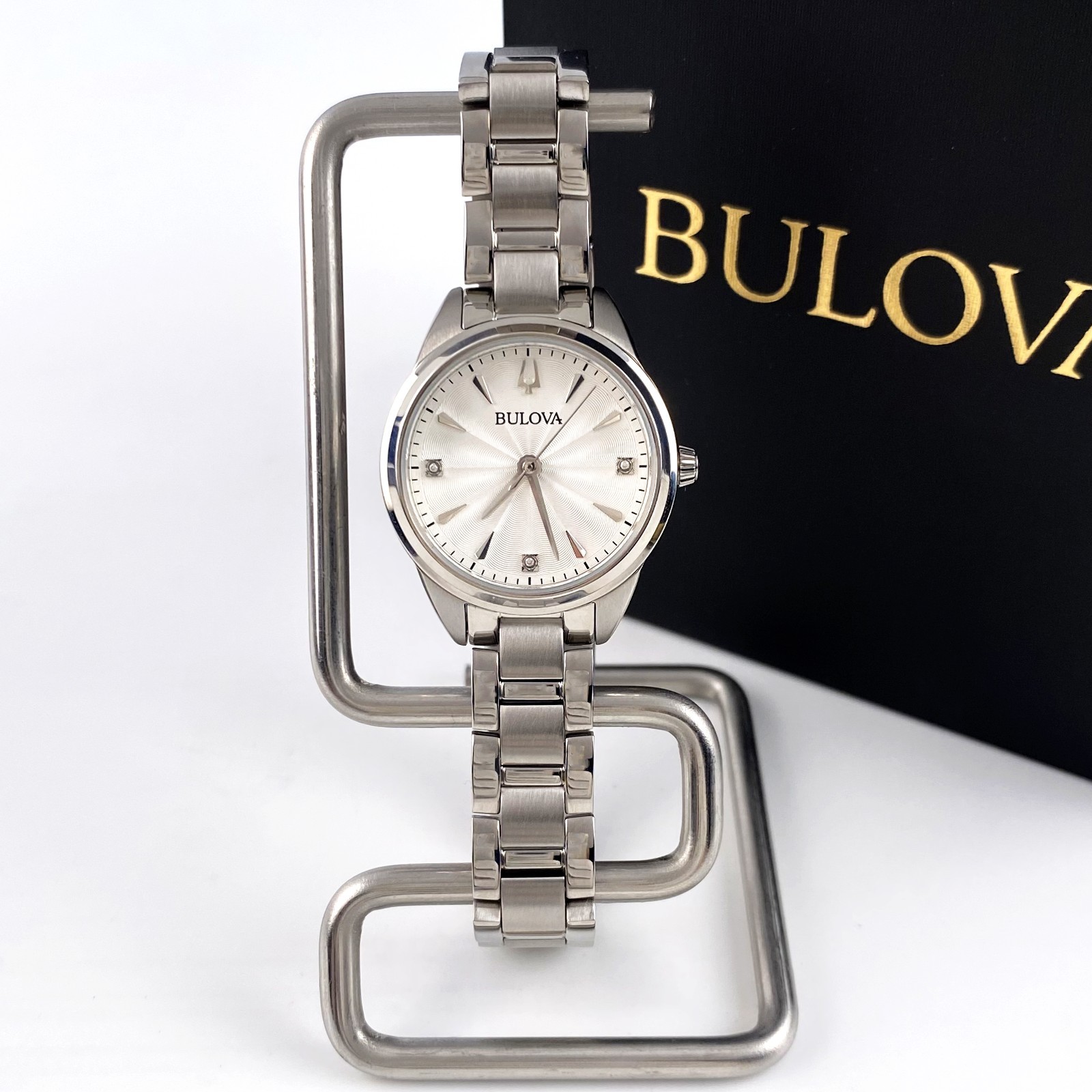 Bulova Sutton White Diamonds 28mm White Dial Women’s Watch 96P219
