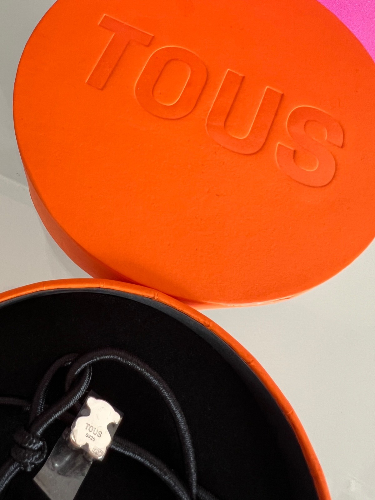 TOUS BLACK ELASTIC BRACELET WITH SILVER BEAR SWEET DOLLS $125 MSR MADE IN SPAIN