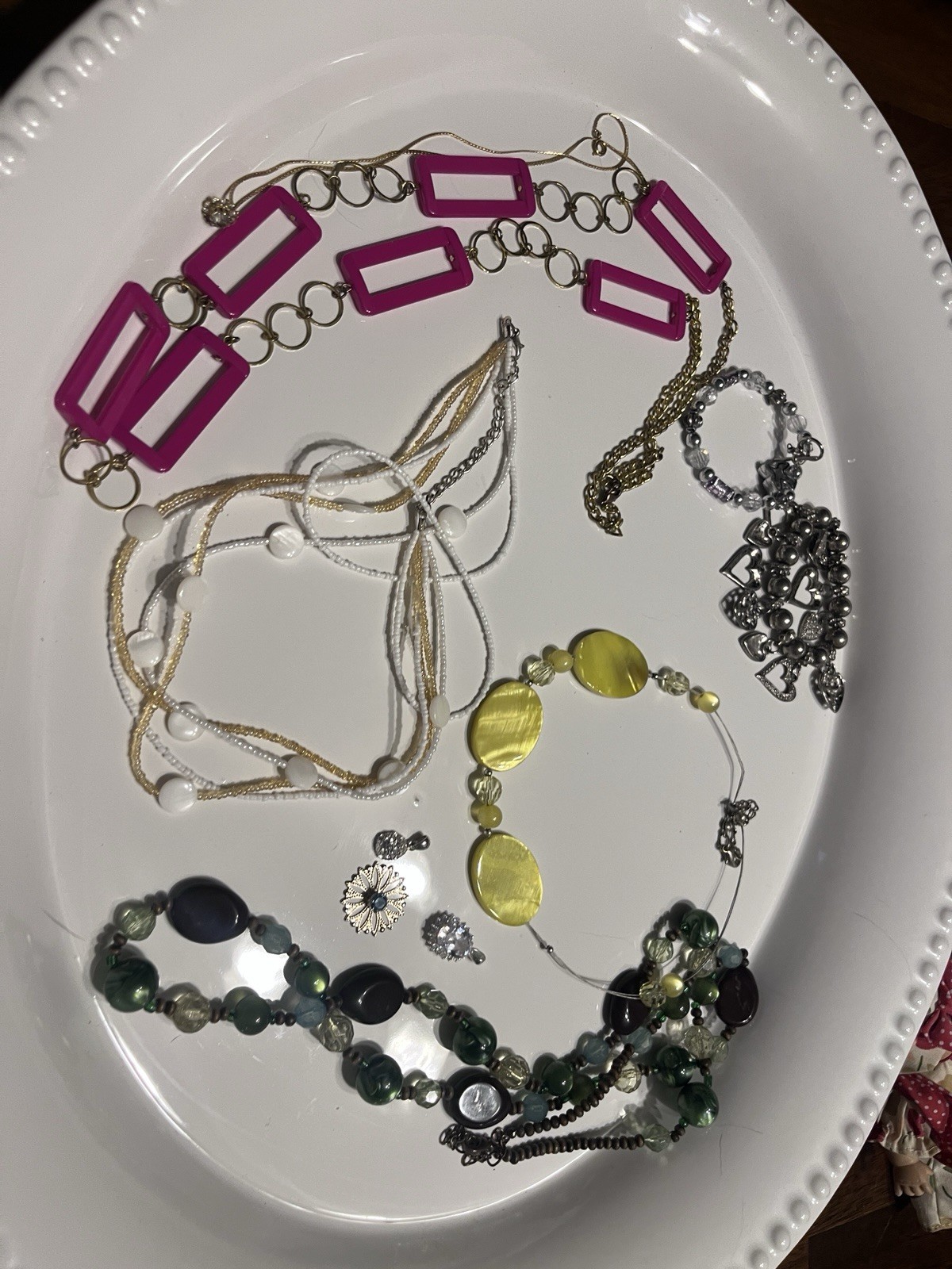 5-Piece Mixed Lot Fashion Necklaces, Unisex Adults, Multicolor Beads/Chains