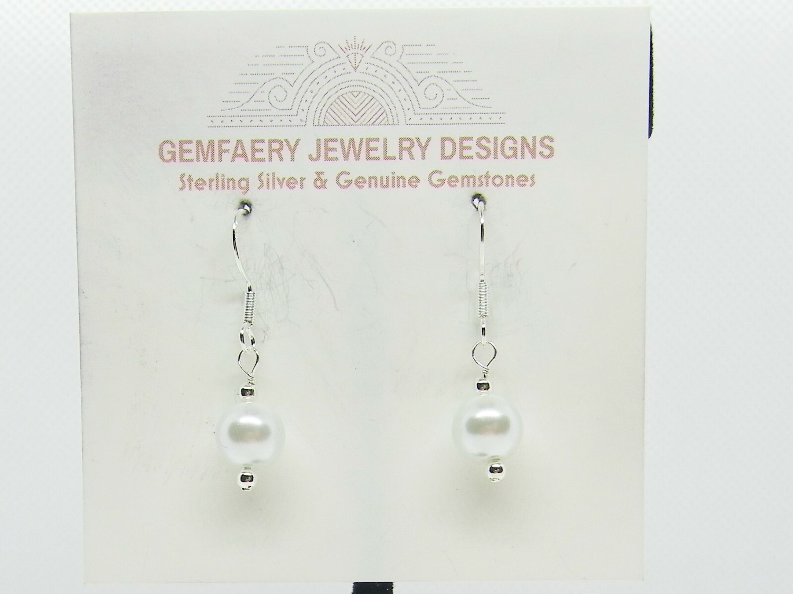 Sterling Silver South Seas White Shell Pearl Dangle Earrings #275…Handmade USA