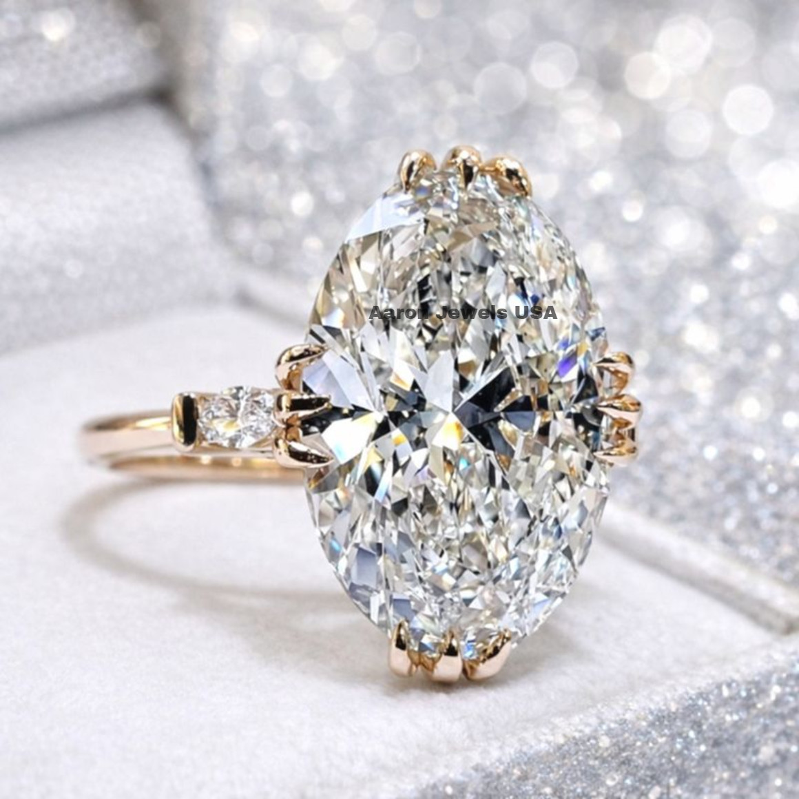 4.20 Ct Oval Cut Lab-Created Diamond Engagement Ring IGI F VS1 14K Yellow Gold
