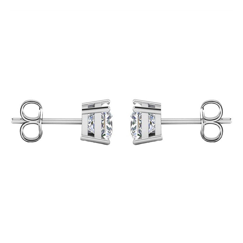 1.00 Ctw Round VVS1 Diamond Solitaire Stud Bridal Earrings 14K White Gold Finish
