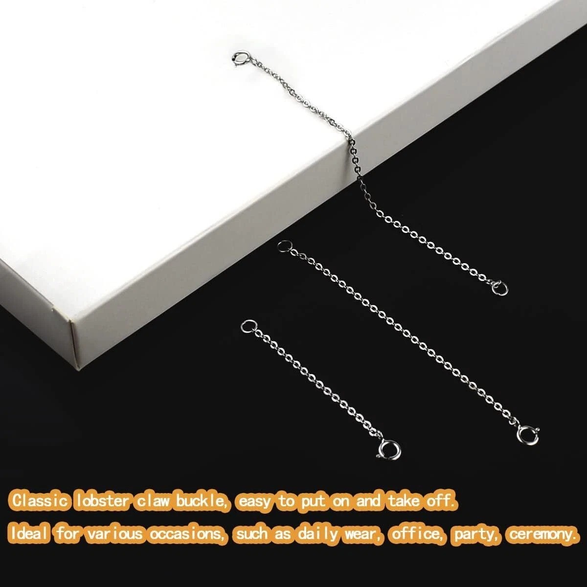 925 Sterling Silver Necklace Extenders 2 3 4 Inch Extension Chain Set