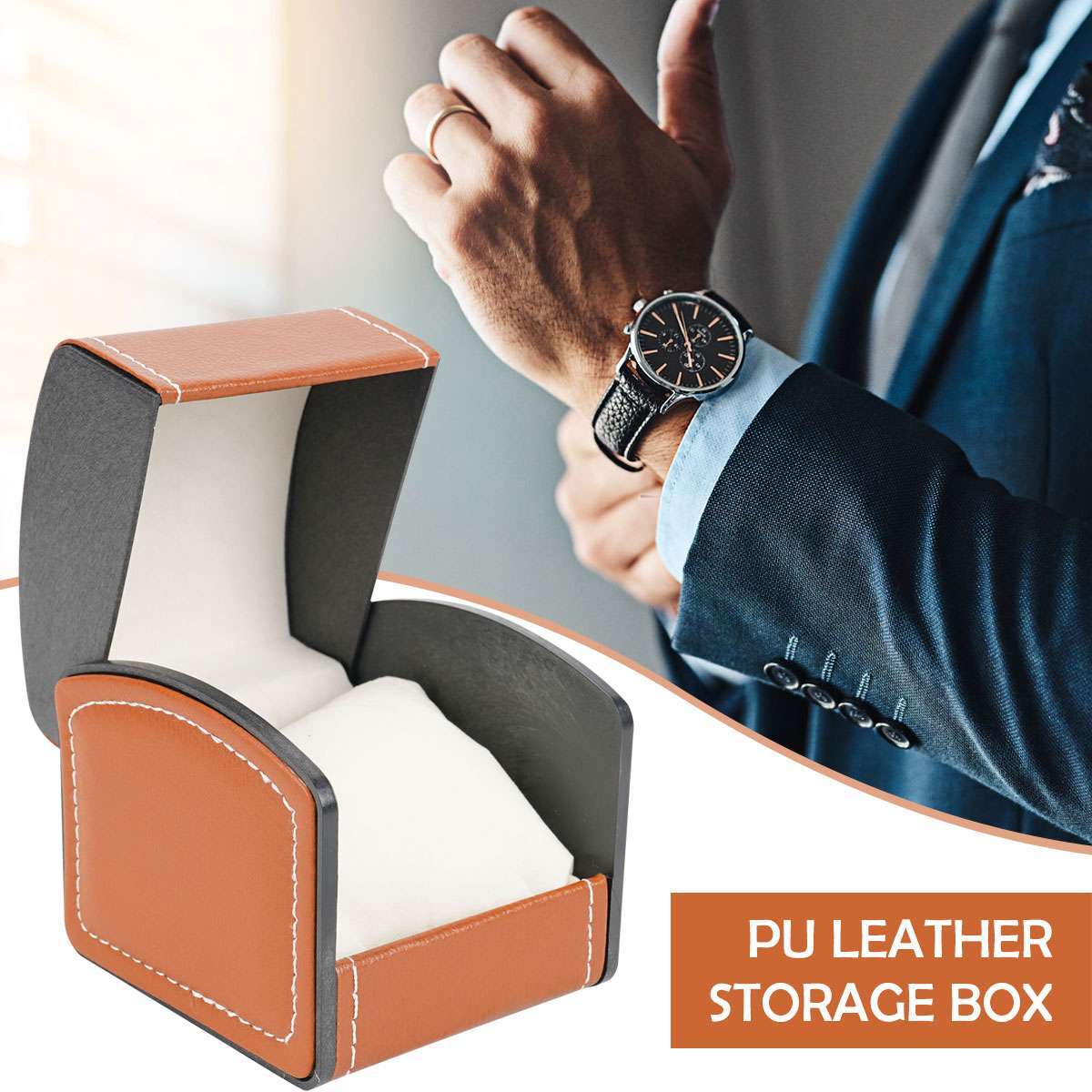 Luxury Single Watch Gift Box with Pillow PU Leather Wristwatch Display Case